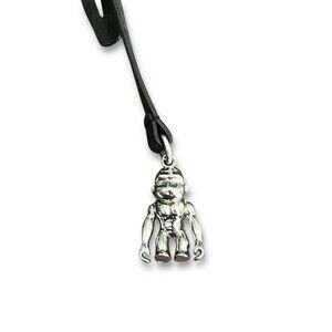 Kipling Silver Metal Monkey Gorilla Bag Charm Purse Fob Rare Black Leather Strap